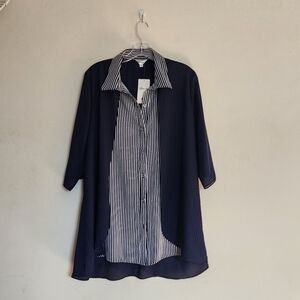 Chan Léa Womens Mid Sleeve Striped Collared Blouse [See Measurements for size]
